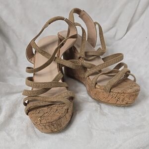 Elegant Tan Strappy Wedge Sandals